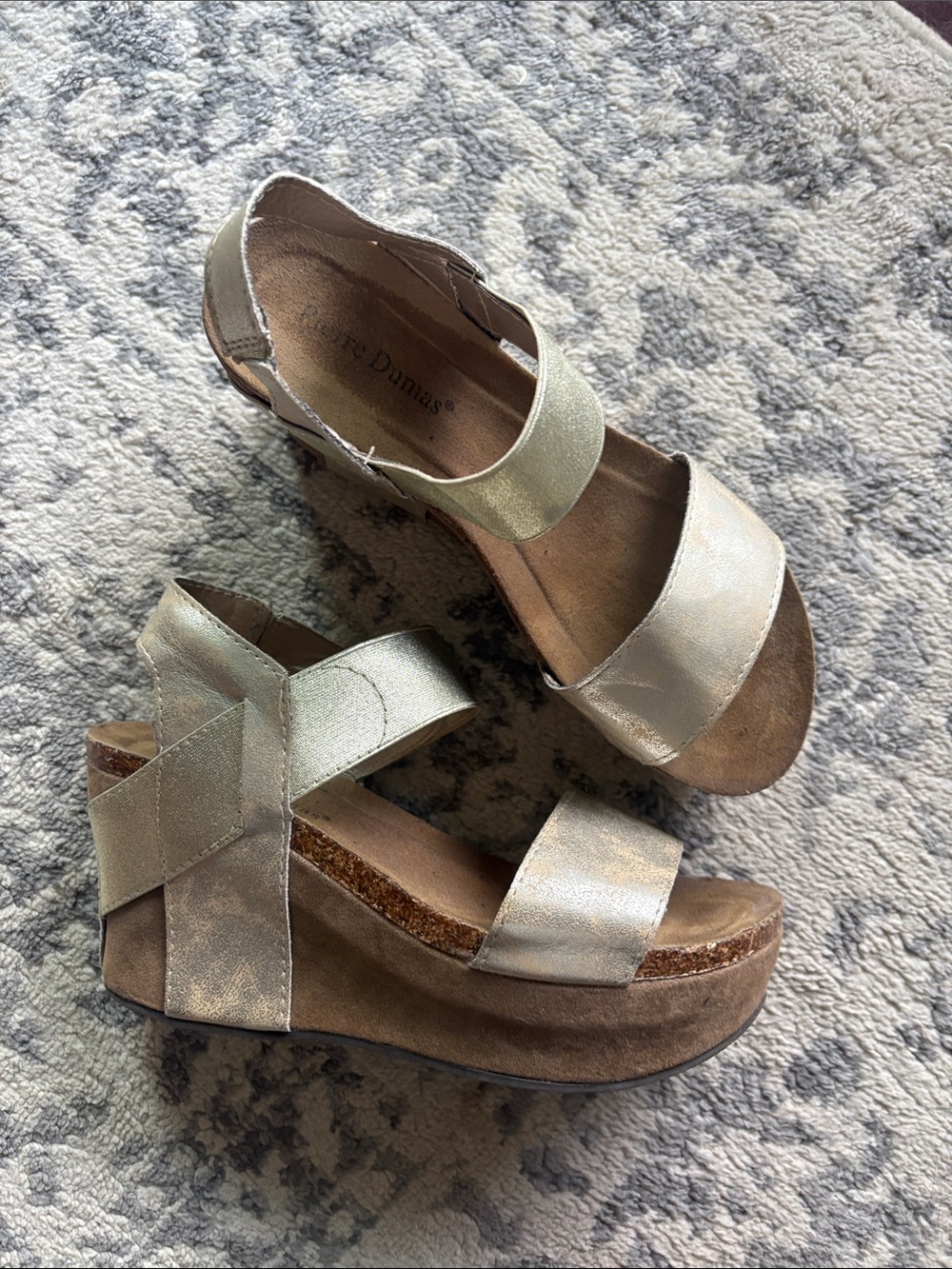 Pierre Dumas Metallic Silver Wedge Sandals